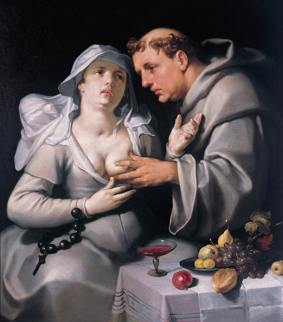 Cornelis van Haarlem –  Een monnik en een begijn