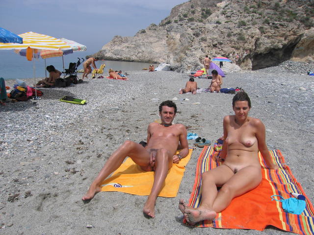 Couple at nudist beach