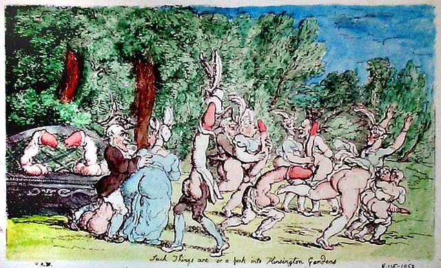 Such Things are or a peak into Kensington Gardens by Thomas Rowlandson