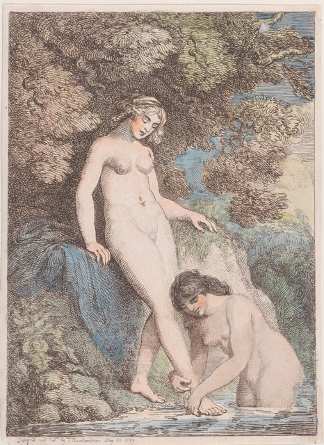 Thomas Rowlandson – Two Nymphs Bathing, One Washing the Other’s Foot